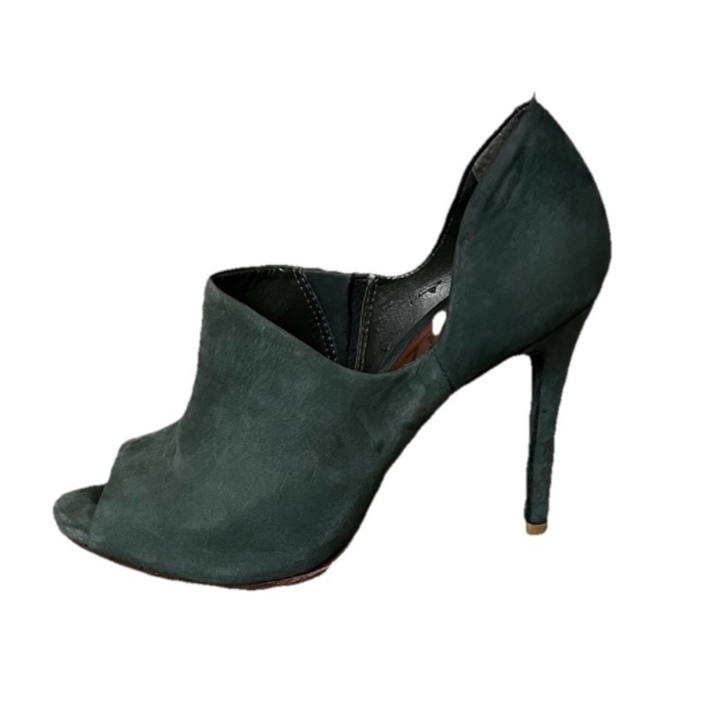 Schutz Green Suede D’Orsay Peep Toe Pumps 6B Women’s High Heel Classic Elegant - Picture 1 of 11